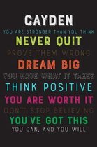 Cayden You Are Stronger Than You Think Never Quit Prove Them Wrong Dream Big You Have What It Takes Think Positive You Are Worth It Dont Stop Believin