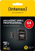SD Micro SD Card 64GB Intenso SD-HC UHS-I Professional