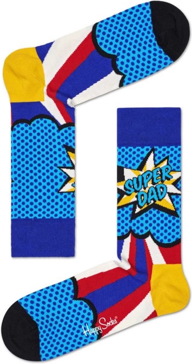 Happy Socks Super Dad Sock - unisex sokken - blauw - Unisex - Maat: 36 - 40