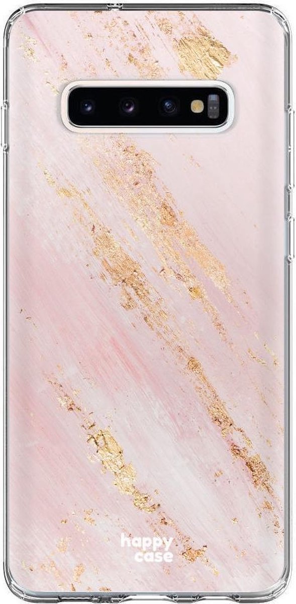 HappyCase Galaxy S10 Plus Flexibel TPU Hoesje Pink Marmer Print