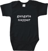Rompertjes baby met tekst - Gangsta napper - Romper zwart - Maat 50/56