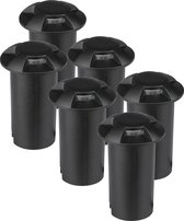 Set van 6 grondspots rond zwart 3000K 1 Watt IP67 12V - 4 Lichts