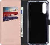 Samsung A30s Hoesje met Pasjeshouder - Samsung A50 Hoesje - Selencia Echt Lederen Booktype - Roze