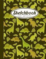 Sketchbook For Artists: A Personalized Large Blank Dinosaur Artist Sketchbook for Sketching, Drawing and Creative Doodling for Kids, Girls and