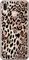 Huawei P20 Lite hoesje siliconen - Luipaard print bruin | Huawei P20 Lite (2018) case | Bruin/beige | TPU backcover transparant