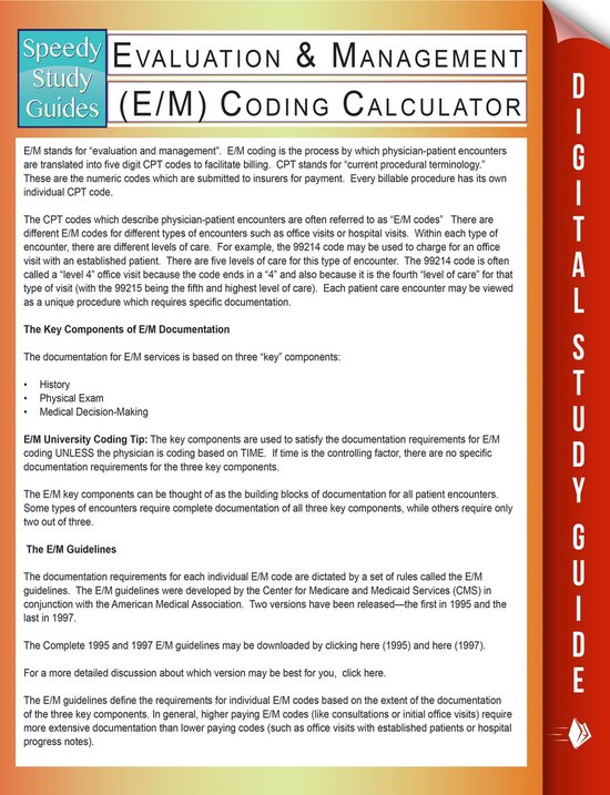 Evaluation & Management (E/M) Coding Calculator (Speedy Stud ... - cover