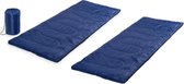 Set van 2x stuks blauwe kampeer 1 persoons slaapzakken dekenmodel 75 x 185 cm - Kamperen en outdoor artikelen kampeerslaapzakken