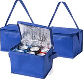 3x stuks kleine mini koeltassen blauw sixpack blikjes - Compacte koelboxen/koeltassen