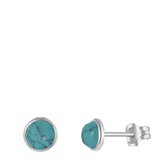 Lucardi - Zilveren oorbellen rond turquoise Bali