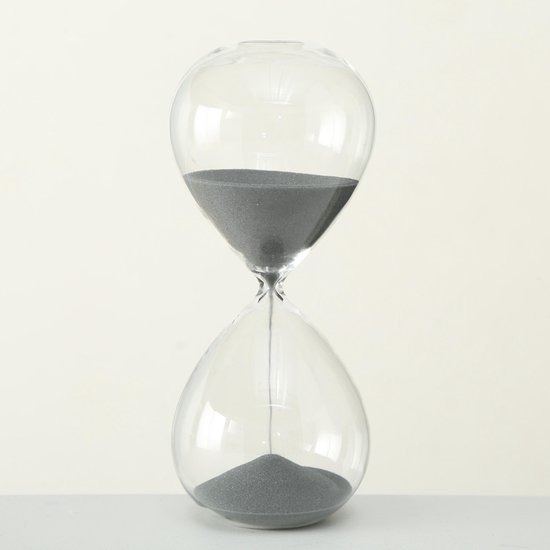 Decoratie zandloper glas met grijs zand 24 cm Glazen zandloper/timer -... | bol.com