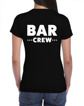 Bar crew t-shirt zwart voor dames - bar personeel / barmedewerkster - horeca - bedrukking aan achterkant - barvrouw shirt L