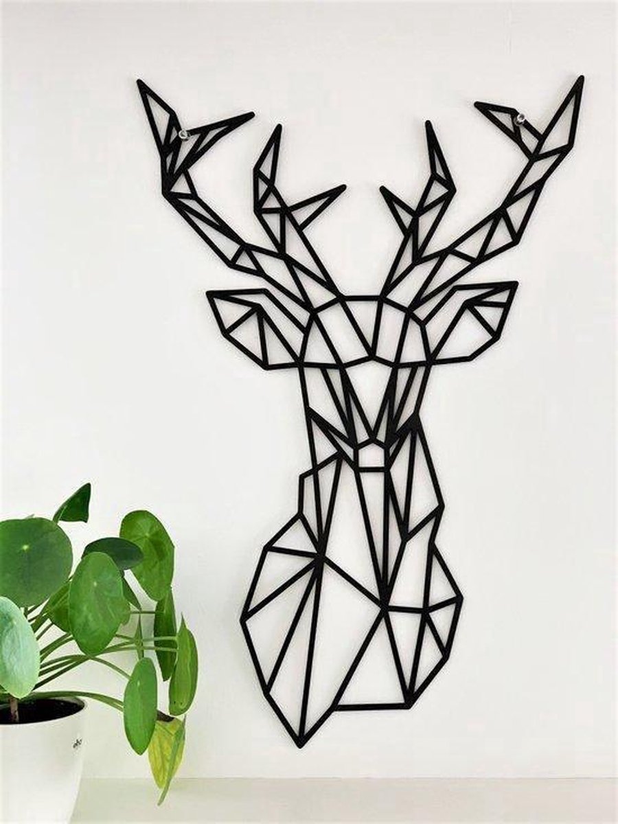 Houten wanddecoratie - Hert Black - Deer Black - Maat S - 40cm x 60cm op Prijzenvolger.com