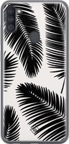 Samsung A11 hoesje siliconen - Palm leaves silhouette | Samsung Galaxy A11 case | zwart | TPU backcover transparant