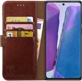 Rosso Element Book Case Wallet Hoesje Geschikt voor Samsung Galaxy Note 20 | Portemonnee | 3 Pasjes | Magneetsluiting | Stand Functie | Bruin