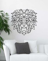 Leeuw Geometrisch Hout 60 x 62 cm Black - Wanddecoratie