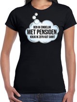 Ben ik eindelijk met pensioen cadeau t-shirt / shirt - zwart - voor dames - kado shirt / outfit / pensioen / VUT / kleding L