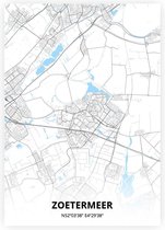 Zoetermeer plattegrond - A3 poster - Zwart blauwe stijl