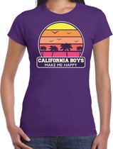 California boys zomer t-shirt / shirt California boys make me happy voor dames - paars - California party / vakantie outfit / kleding/ feest shirt XS