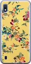 Samsung A10 hoesje siliconen - Floral days | Samsung Galaxy A10 case | geel | TPU backcover transparant