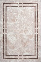 Modern laagpolig vloerkleed Opal - Beige frame - 80x150 cm