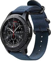 Samsung Galaxy Watch 45mm / 46mm nylon gesp band - blauw + glazen screen protector