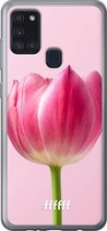 Samsung Galaxy A21s Hoesje Transparant TPU Case - Pink Tulip #ffffff