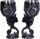 Familiars Love - Twin Cat Heart Set of Two Goblets 18.5cm