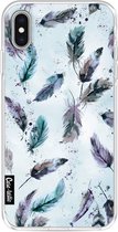 Casetastic Apple iPhone XS Max Hoesje - Softcover Hoesje met Design - Feathers Blue Print