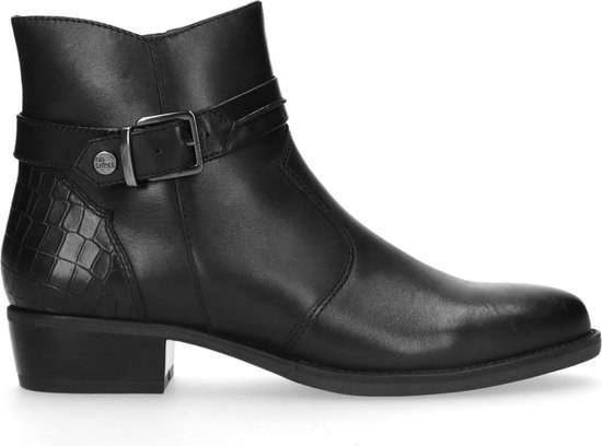 No Stress - Dames - Zwarte leren enkellaarsjes met buckle - Maat 39 |  bol.com