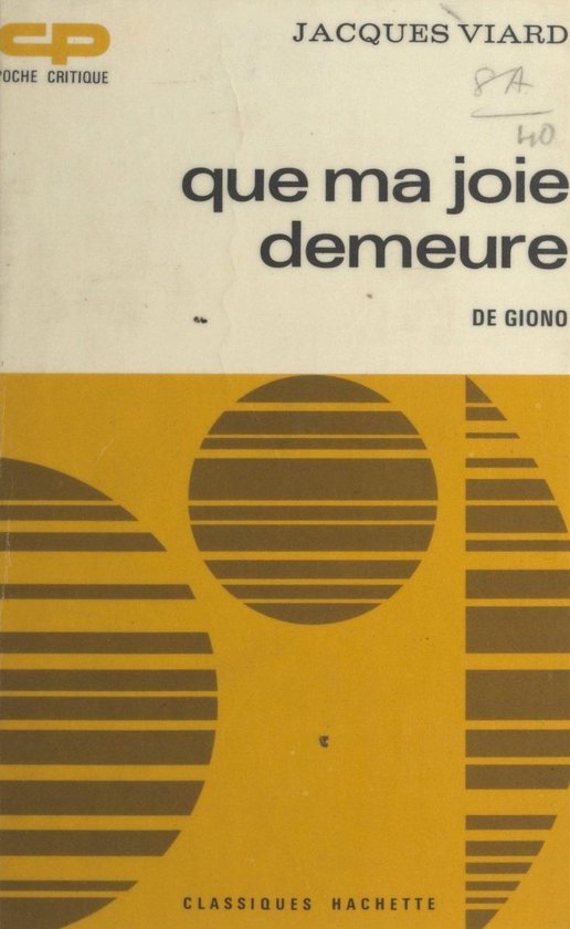 Que ma joie demeure, de Giono - cover