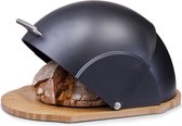 Boîte à pain ovale de luxe en bois avec couvercle / couvercle noir 37 cm - Zeller - Fournitures de cuisine - Boîtes à pain / boîtes à pain / récipients alimentaires - Gardez le pain / petits pains et gardez-les au frais