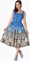 Dancing Days Flare jurk -4XL- PARIS BUTTON THRU Blauw