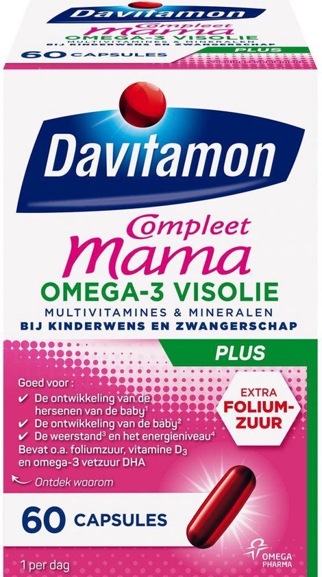 Davitamon Mama Compleet Multivitamine + Omega 3 Visolie - Zwangerschap - 60 stuks - Multivitamines - Mental