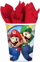 16x stuks Super Mario thema bekers 266 ml - Kinder verjaardag feestartikelen- wegwerpbekertjes
