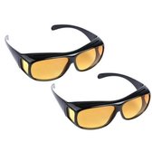 Voordeelset van 2x stuks nachtzicht brillen zwart - volwassenen - nachtblind bril / nachtbril