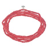 Melady Halsketting Dames 2mmx1m Rood Glas Ketting Dames Kralenketting