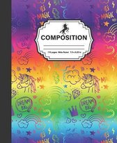 Composition Notebook 110 Pages Wide Ruled: Unicorn Rainbow Marble Blank Lined Unicorn Lover Composition Notebook Wide Ruled Notebook Workbook for Girl