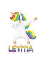 Letitia: Letitia 6x9 Journal Notebook Dabbing Unicorn Rainbow