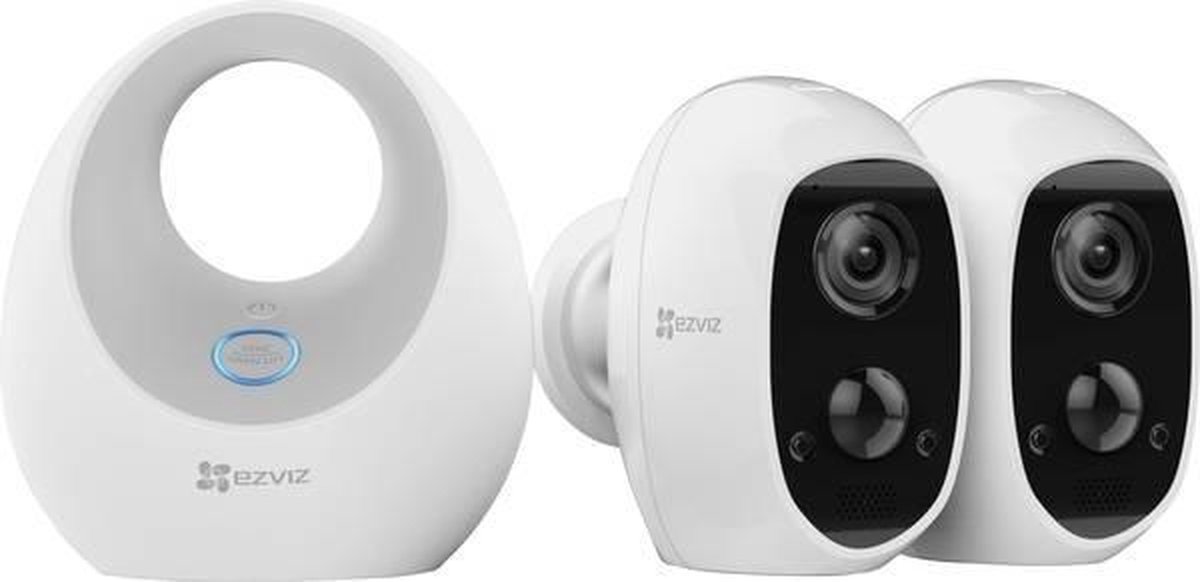 EZVIZ C3A 2pack - Draadloze IP-beveiligingscamera's met Basisstation - Full-HD - Voor binnen en buiten - Wit
