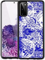 Smartphone Hoesje Geschikt voor Samsung Galaxy S20 Back Case TPU Siliconen Hoesje met Zwarte rand Angel Skull Blue