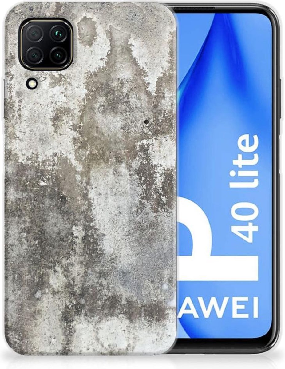 Huawei P40 Lite TPU Siliconen Hoesje Beton Print
