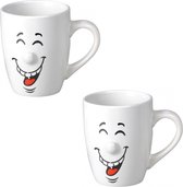 Set van 4x stuks koffiemokken/bekers Smiley model 2 van 300 ml
