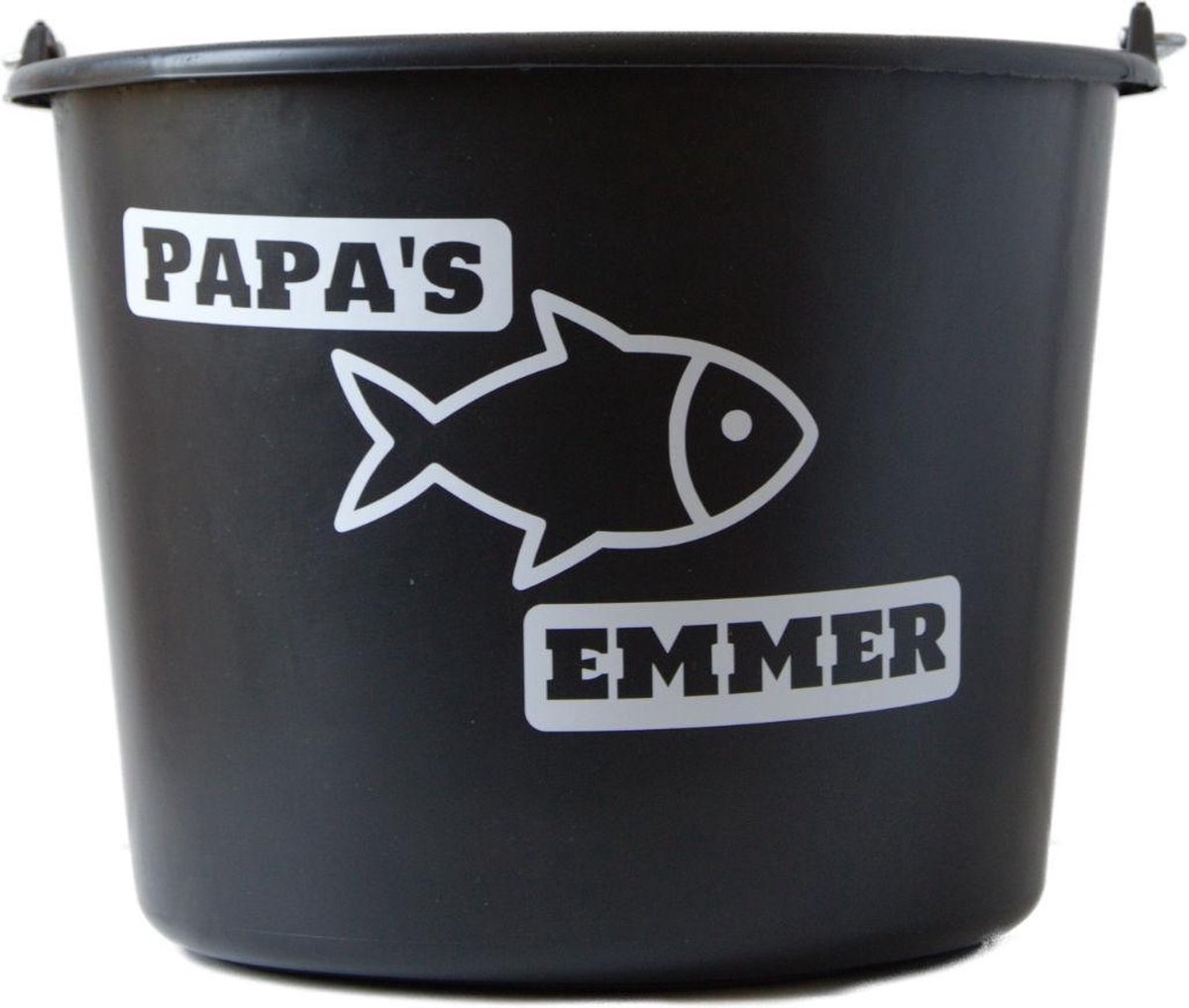 Goedkoopste Cadeau emmer – 12 liter – zwart – met tekst Papas visemmer