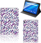 Leuk Hoes Lenovo Tab E10 Cover met Magneetsluiting Feathers Color