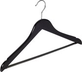 De Kledinghanger Gigant - 40 x Blouse / shirthanger beukenhout zwart gelakt met rokinkepingen en anti-slip broeklat, 44 cm