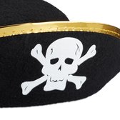 relaxdays - piratenhoed zwart - piraat hoed - doodskop - carnaval - piraten