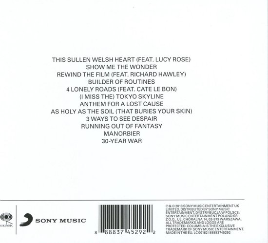 Lijst met nummers van 'Rewind The Film' van Manic Street Preachers, Sony Music logo.