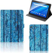 Leuk Hoesje Lenovo Tab E10 Cover met Standaard Personaliseren Wood Blue