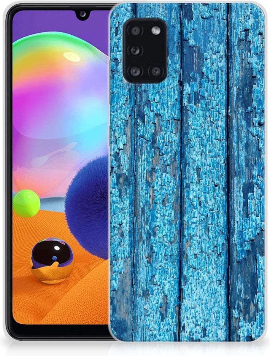 Samsung Galaxy A31 Bumper Hoesje Wood Blue
