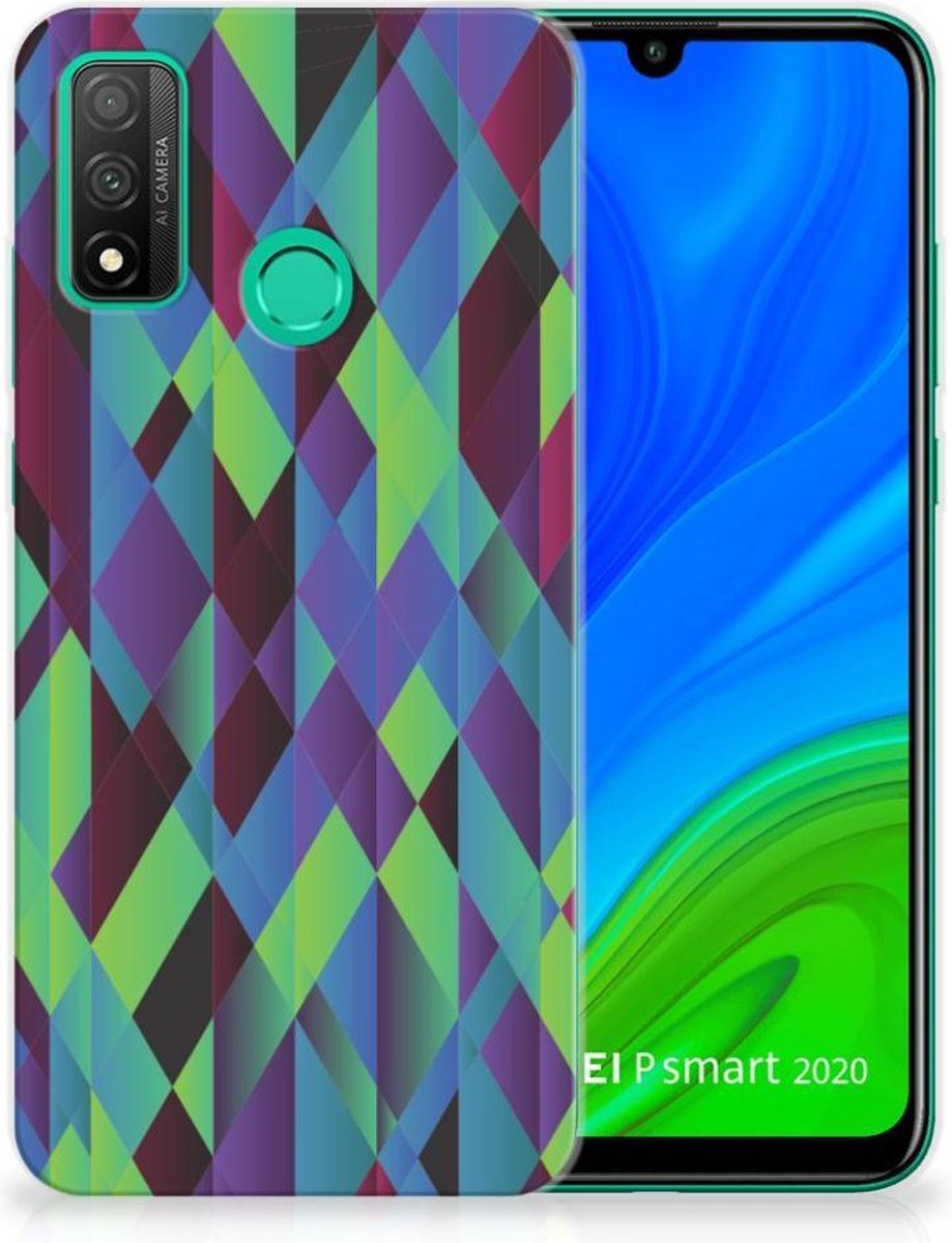 Huawei P Smart 2020 TPU Hoesje Abstract Green Blue